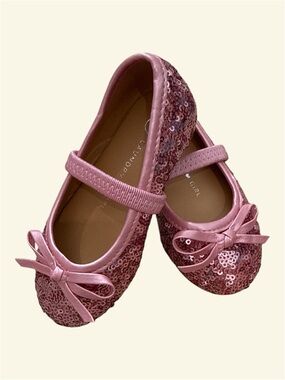 Girls' Pink Sequin Mary Jane Dress Shoes with Bow